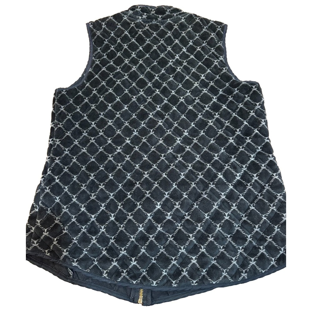 Charter Club Black Velour quilted vest sleeveless pockets womens' petite Small - Picture 2 of 10